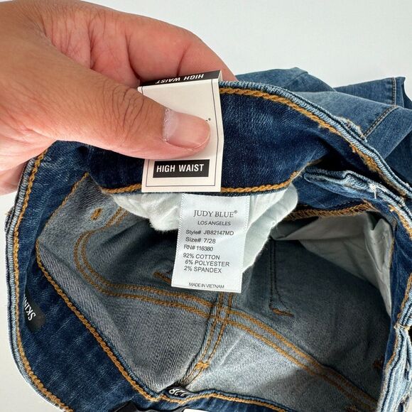 NWT Judy Blue Jeans Womens 28W/7 High Waist Skinny Fit Stretch Distressed Ladies - Picture 8 of 9